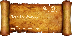 Mondik Dezső névjegykártya